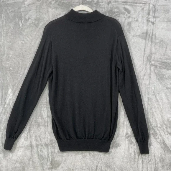 Peter Millar Men's Size S Quarter Zip Sweater Merino Wool Lyocell Black